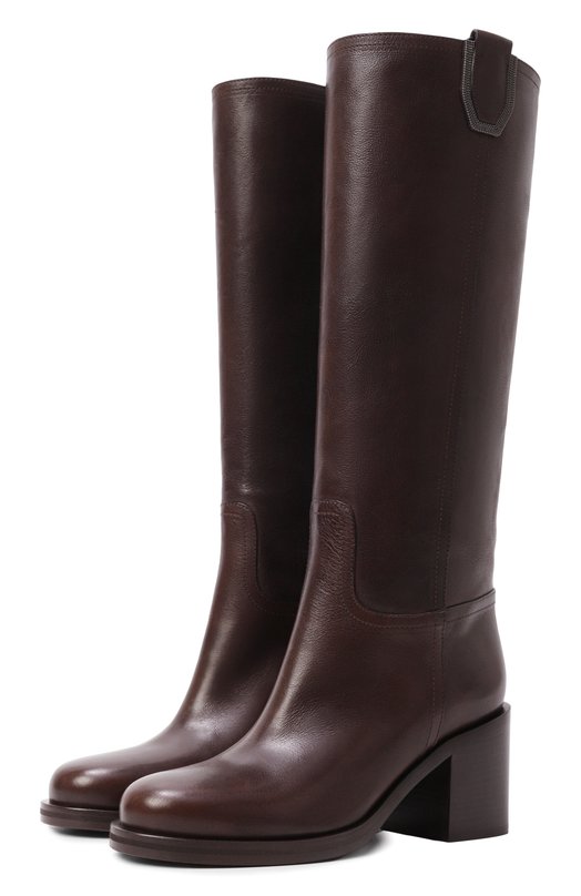 Кожаные сапоги Brunello Cucinelli MZ0RC3110 Коричневый MZ0RC3110