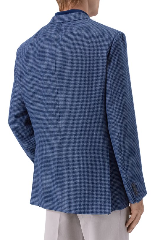 Пиджак изо льна и шерсти Brioni RG0D13/P8111 Синий  RG0D13/P8111 Фото 5