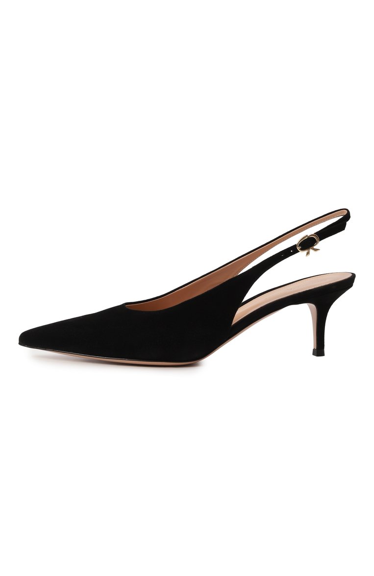 Женские замшевые туфли ribbon 55 GIANVITO ROSSI черного цвета, арт. G95538.55RIC.CAMNER0 | Фото 4 (Каблук высота: Средний; Материал внутренний: Натуральная кожа; Подошва: Плоская; Каблук тип: Шпилька; Материал внешний: Замша, Натуральная кожа; Женское Кросс-КТ: Слингбэки)