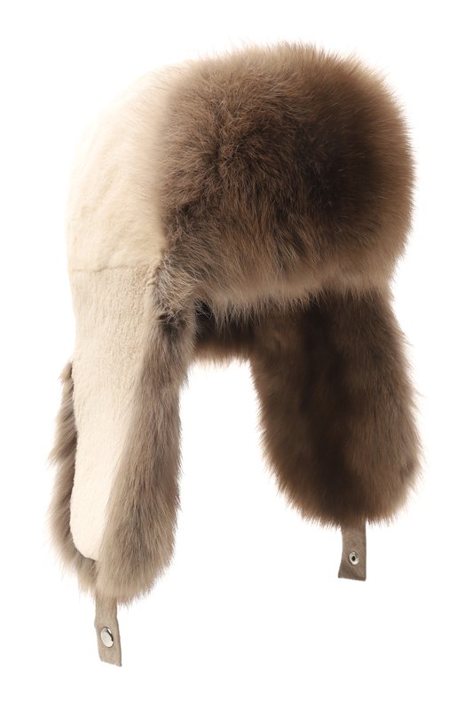 Меховая шапка-ушанка из норки и соболя VICTORIA KUSENKOVA 321813605227 Бежевый 321813605227