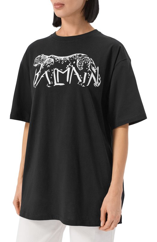 Хлопковая футболка Balmain FF0EH005/GF22 Чёрный  FF0EH005/GF22 Фото 3