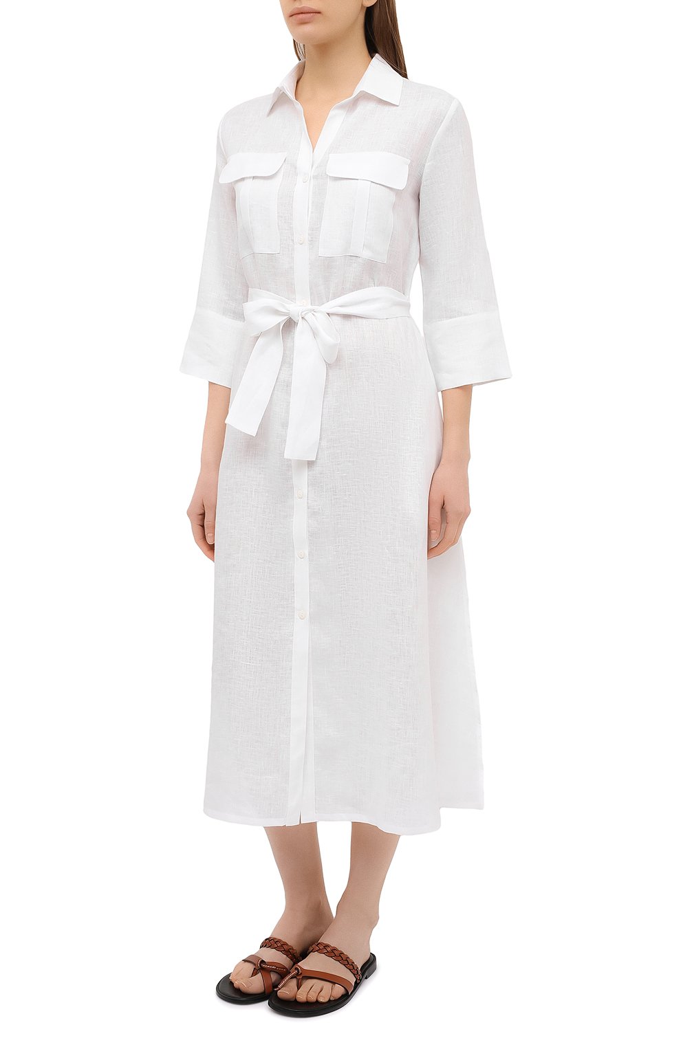 Льняное платье A MERE CO белого цвета по цене 36000 руб., арт. AMC-RSS21-19W, фото 3 Льняное платье A MERE CO, арт. AMC-RSS21-19W, фото 3