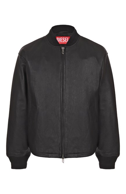 Мужская кожаная куртка DIESEL черного цвета, арт. A16865/0PFAH | Фото 1 (Материал подклада: Синтетический материал; Материал сплава: Проставлено; Материал внешний: Натуральная кожа; Рукава: Длинные; Драгоценные камни: Проставлено; Длина (верхняя одежда): Короткие)