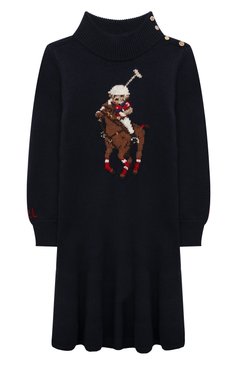 Детское хлопковое платье POLO RALPH LAUREN синего цвета, арт. 312850557 | Фото 1 (Материал внешний: Хлопок; Рукава: Длинные; Девочки Кросс-КТ: Платье-одежда; Случай: Повседневный; Материал сплава: Проставлено; Драгоценные камни: Проставлено; Ростовка одежда: 5 лет | 110 см, 6 лет | 116 см, 7 лет | 122 см)