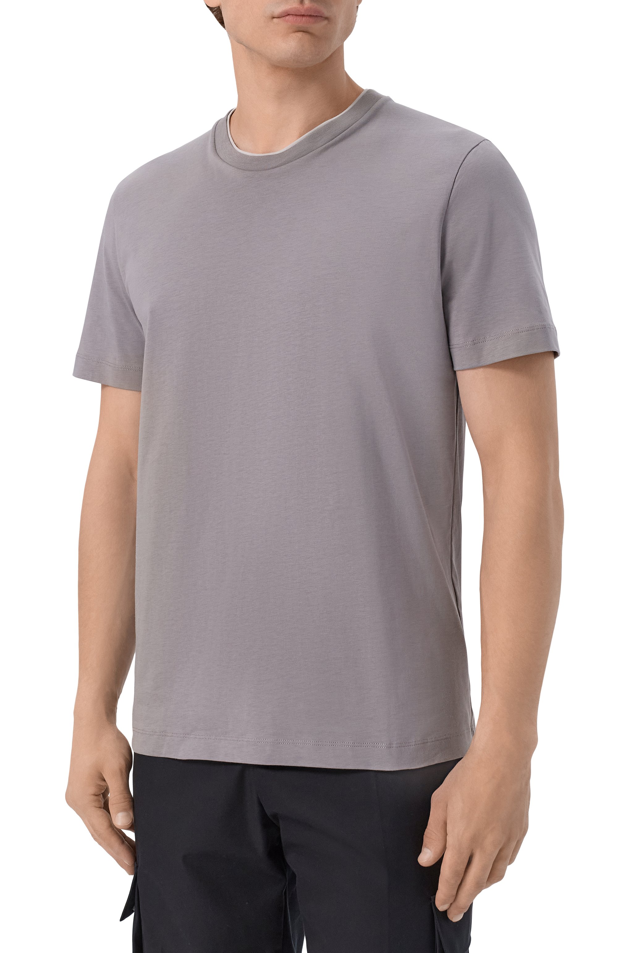 Хлопковая футболка CORNELIANI серого цвета по цене 20800 руб., арт. 28G571/2A25003, фото 3 Хлопковая футболка CORNELIANI, арт. 28G571/2A25003, фото 3