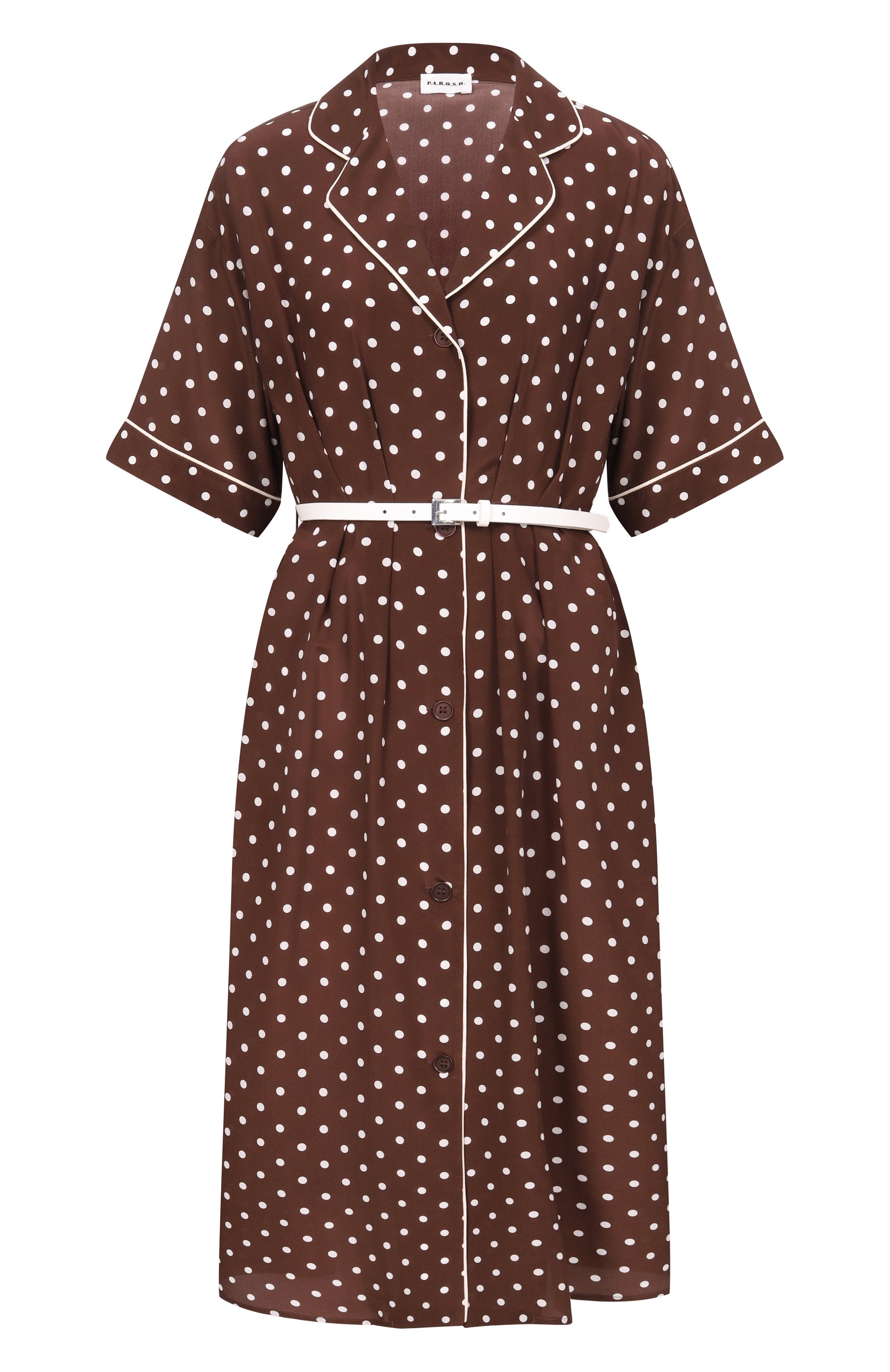 Шелковое платье P.A.R.O.S.H. коричневого цвета по цене 119500 руб., арт. D726095Z/SBILL0, фото 1 Шелковое платье P.A.R.O.S.H., арт. D726095Z/SBILL0, фото 1