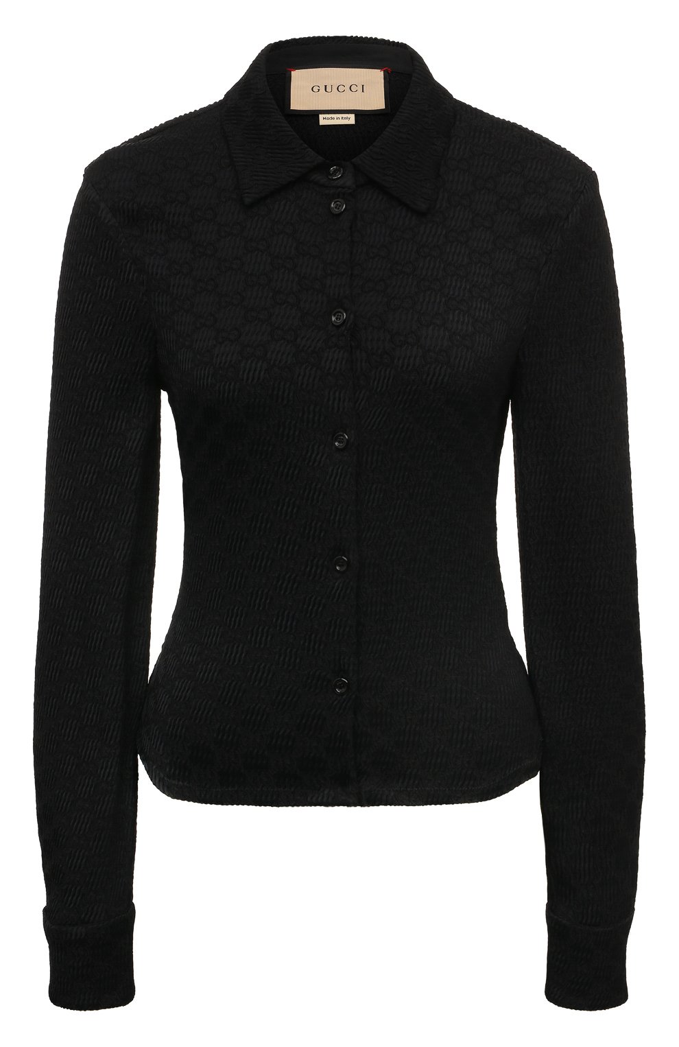 Рубашка из вискозы GUCCI черного цвета по цене 176500 руб., арт. 771806/ZAPF8, фото 1 Рубашка из вискозы GUCCI, арт. 771806/ZAPF8, фото 1