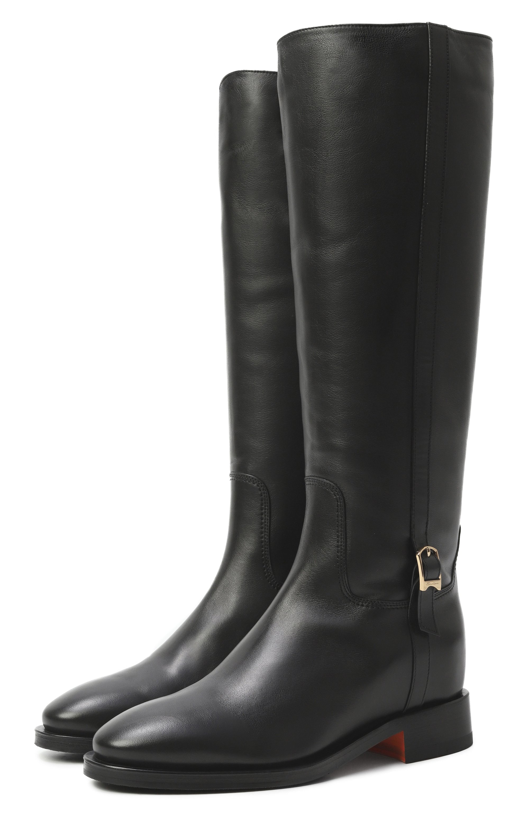 Кожаные сапоги SANTONI черного цвета по цене 185000 руб., арт. WSHG71827BJ2HLGA, фото 1 Кожаные сапоги SANTONI, арт. WSHG71827BJ2HLGA, фото 1