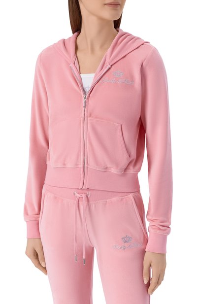 Хлопковая толстовка SPORTY AND RICH, арт. CA046716689PI07/JUICY SCRIPT VEL0UR ZIP H00DIE, фото 3