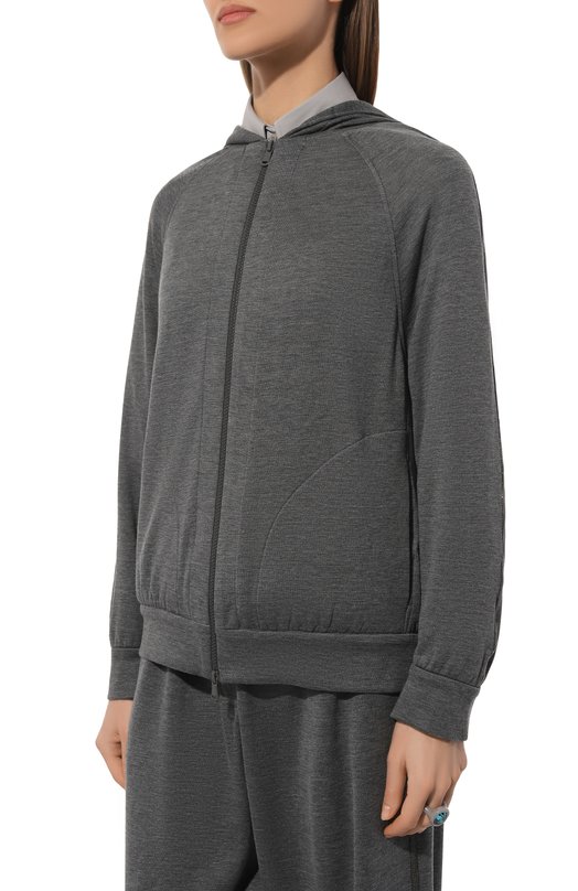 Толстовка из хлопка и шелка Brunello Cucinelli MD828B1342 Серый  MD828B1342 Фото 3