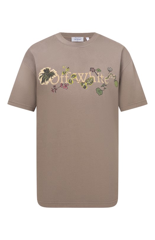 Хлопковая футболка Off-White 0WAA089S26JER003 Коричневый 0WAA089S26JER003