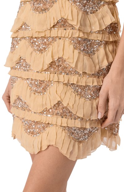 Шелковое платье с отделкой пайетками VALENTINO, арт. 8B3VAHE0/1ED, фото 4