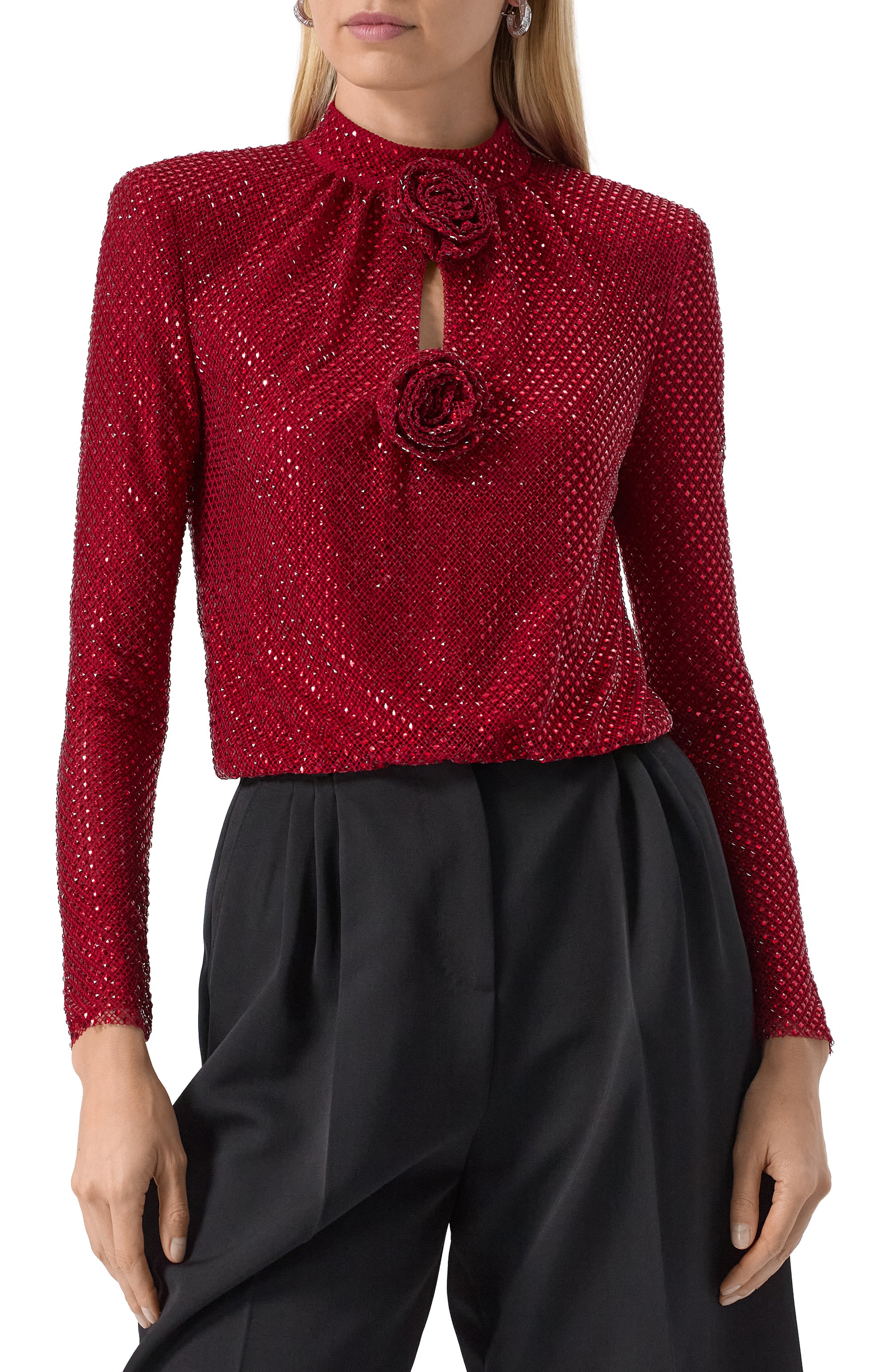 Топ с отделкой стразами SELF-PORTRAIT, арт. RS25923TR, фото 3