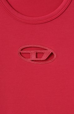 Детская хлопковая футболка DIESEL фуксия цвета, арт. J01830/0AFAA | Фото 3 (Рукава: Короткие; Материал сплава: Проставлено; Драгоценные камни: Проставлено; Девочки Кросс-КТ: футболка-одежда; Материал внешний: Хлопок; Ростовка одежда: 4 года | 104 см, 16 лет | 164 см, 13 - 15 лет | 158 см, 6 лет | 116 см, 10 - 11 лет | 140 - 146см, 8 лет | 128 см)