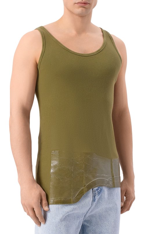 Хлопковая майка Maison Margiela S67NL0031/M20202 Хаки  S67NL0031/M20202 Фото 3