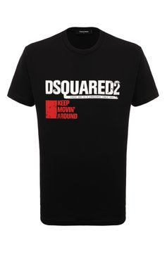 Мужская хлопковая футболка DSQUARED2 черного цвета, арт. S71GD1462/S24662 | Фото 1 (Рукава: Короткие; Материал сплава: Проставлено; Драгоценные камни: Проставлено; Длина (для топов): Стандартные; Материал внешний: Хлопок; Принт: С принтом; Стили: Спорт-шик)