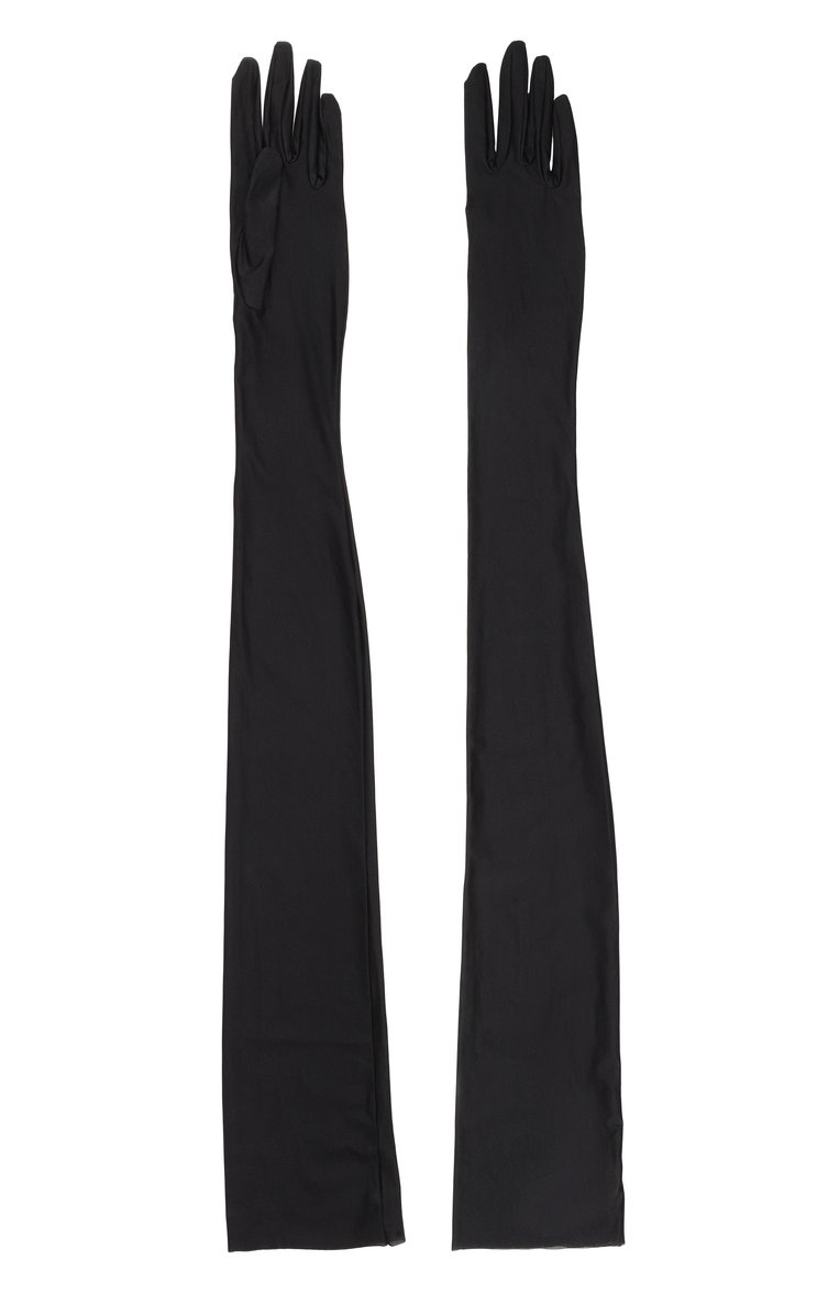 Женские перчатки DRIES VAN NOTEN черного цвета, арт. 242-010101-9204 | Фото 3 (Материал: Текстиль, Синтетический материал; Нос: Не проставлено; Материал сплава: Проставлено; Кросс-КТ: Трикотаж)