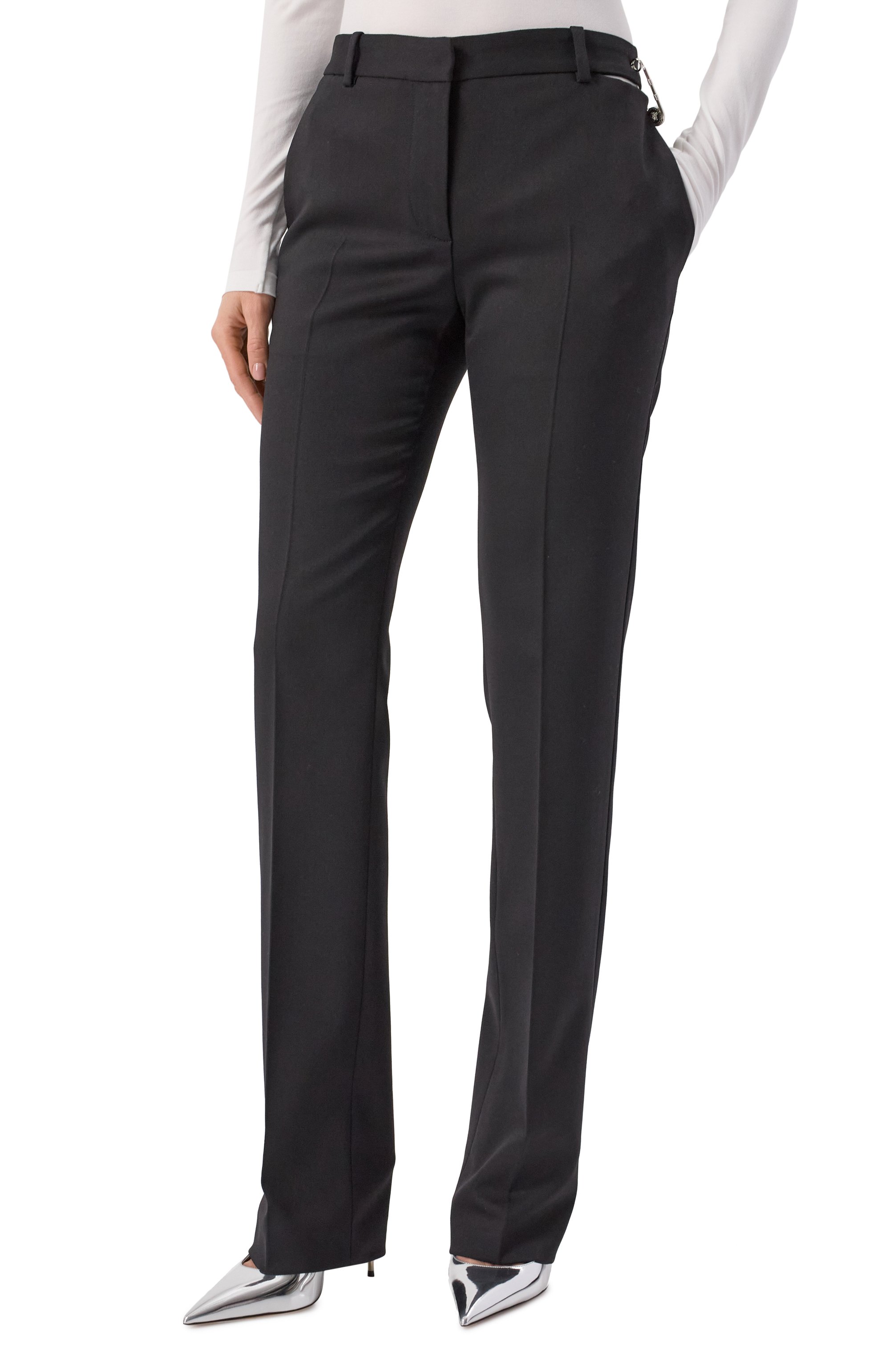 Шерстяные брюки VERSACE черного цвета по цене 124500 руб., арт. 1018021/1A12258, фото 3 Шерстяные брюки VERSACE, арт. 1018021/1A12258, фото 3