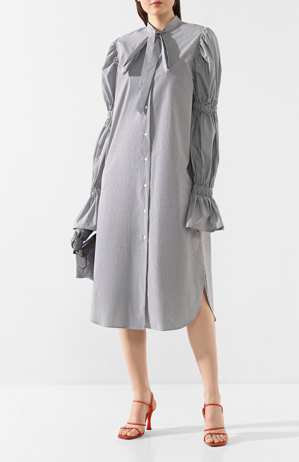 Хлопковое платье DRIES VAN NOTEN серого цвета по цене 59950 руб., арт. 201-31080-9060, фото 2 Хлопковое платье DRIES VAN NOTEN, арт. 201-31080-9060, фото 2