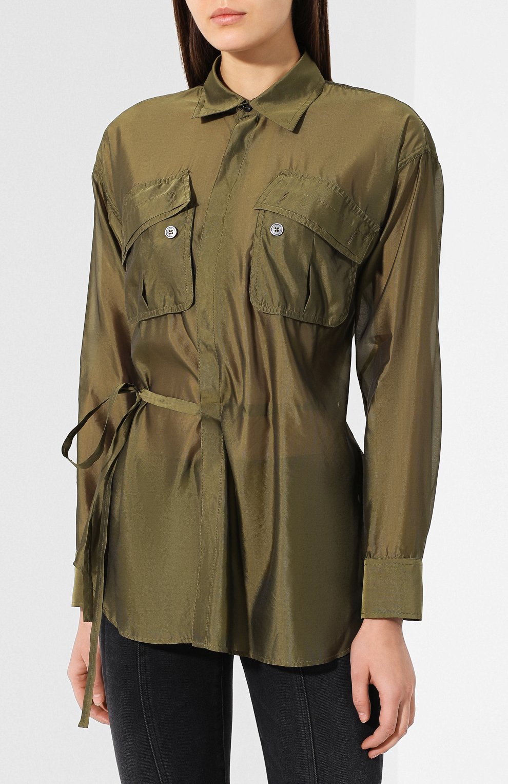 Рубашка DSQUARED2 хаки цвета по цене 59750 руб., арт. S72DL0599/S49801, фото 3 Рубашка DSQUARED2, арт. S72DL0599/S49801, фото 3