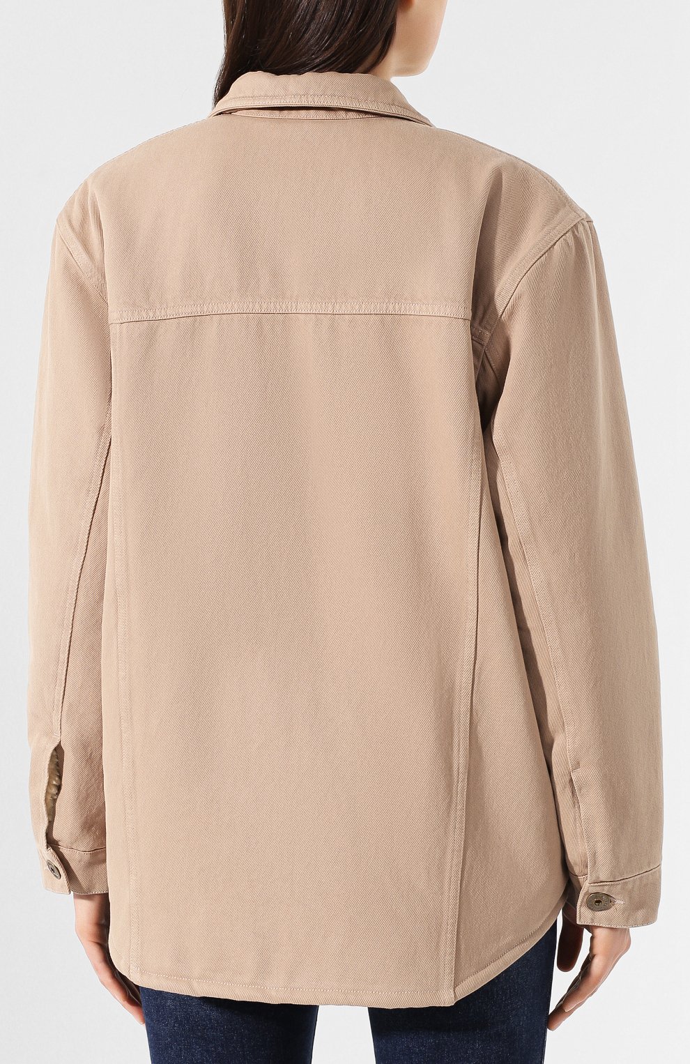Джинсовая куртка NANUSHKA бежевого цвета по цене 54650 руб., арт. NUSTA_TAUPE_DENIM, фото 4 Джинсовая куртка NANUSHKA, арт. NUSTA_TAUPE_DENIM, фото 4