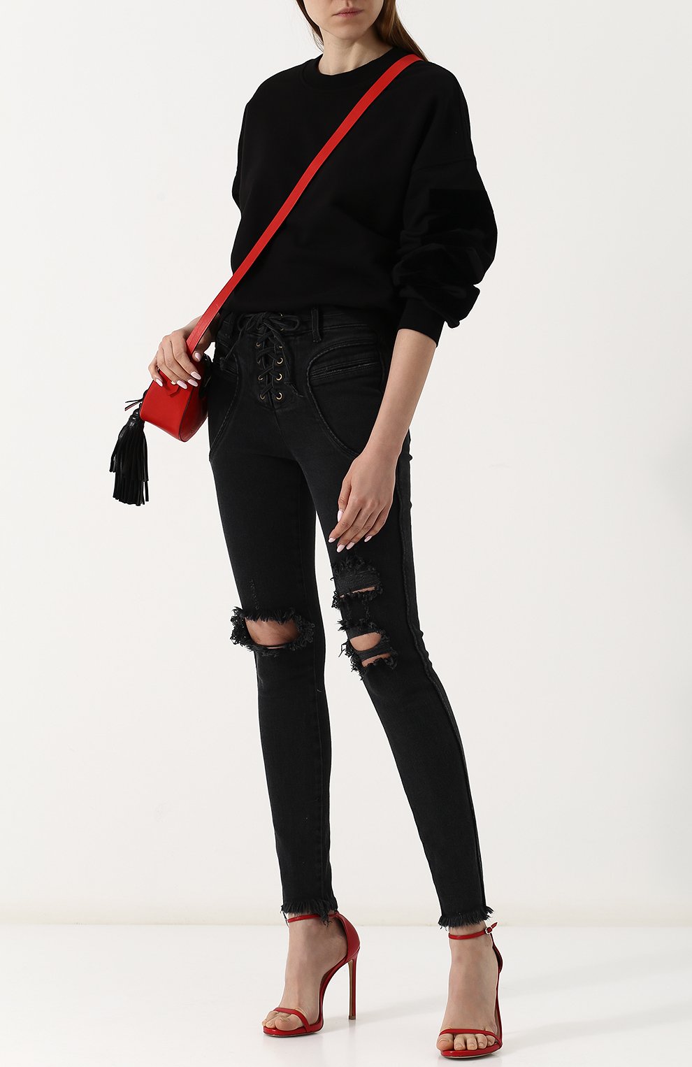 Джинсы с завышенной талией и шнуровкой ICONS OF CALIFORNIA, арт. 7028-VALHALLA SKN SEAM, фото 2