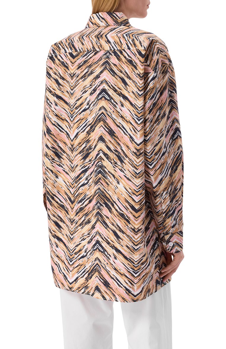 Женская хлопковая рубашка MISSONI разноцветного цвета, арт. DS25SJ0I/BW00VY | Фото 4 (Рукава: Длинные; Длина (для топов): Удлиненные; Материал внешний: Хлопок; Принт: С принтом; Женское Кросс-КТ: Рубашка-одежда; Стили: Кэжуэл)