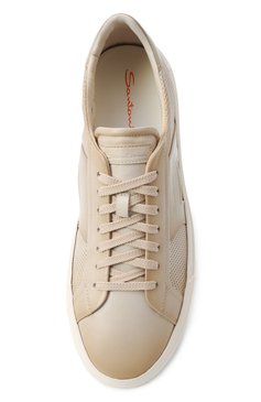 Мужские кожаные кеды double buckle SANTONI светло-бежевого цвета, арт. MBGG22068PNNTFG0 | Фото 6 (Материал сплава: Проставлено; Драгоценные камни: Проставлено; Подошва: Массивная; Материал внутренний: Натуральная кожа; Материал внешний: Натуральная кожа; Стили: Классический; Кросс-КТ: Низкие; Материал утеплителя: Без утеплителя)