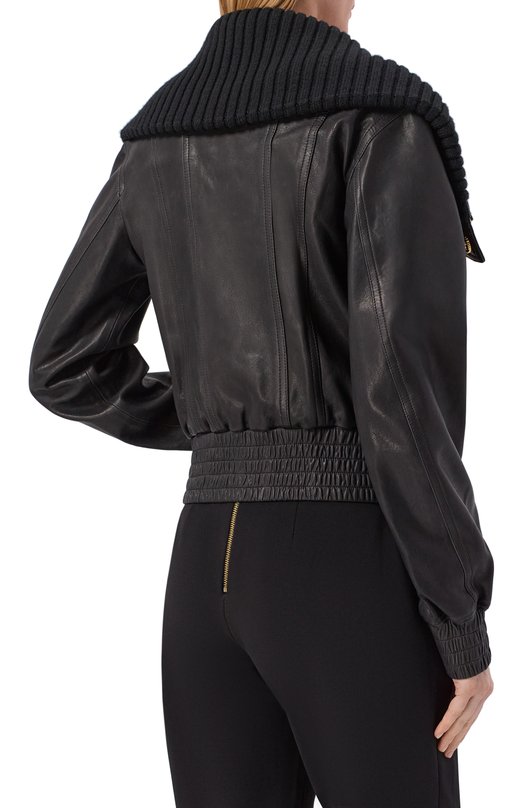 Кожаный бомбер Balmain GF1TE205/LE04 Чёрный  GF1TE205/LE04 Фото 4