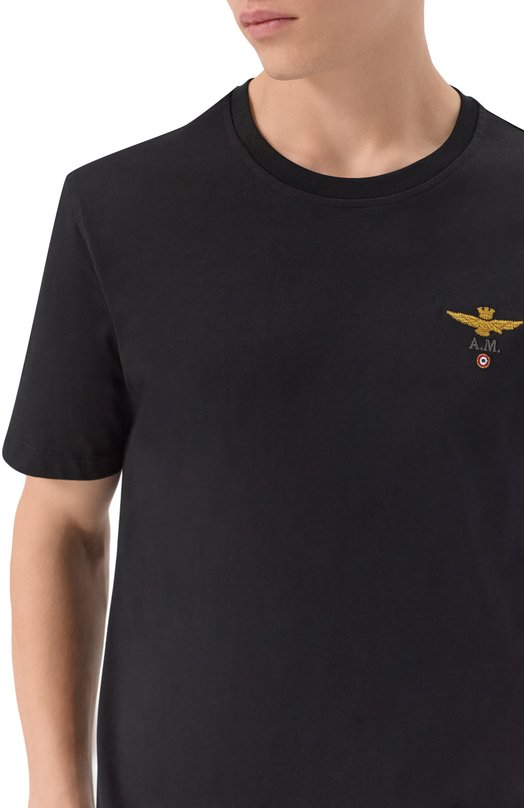 Хлопковая футболка Aeronautica Militare TS1580UJ00372 Чёрный  TS1580UJ00372 Фото 5