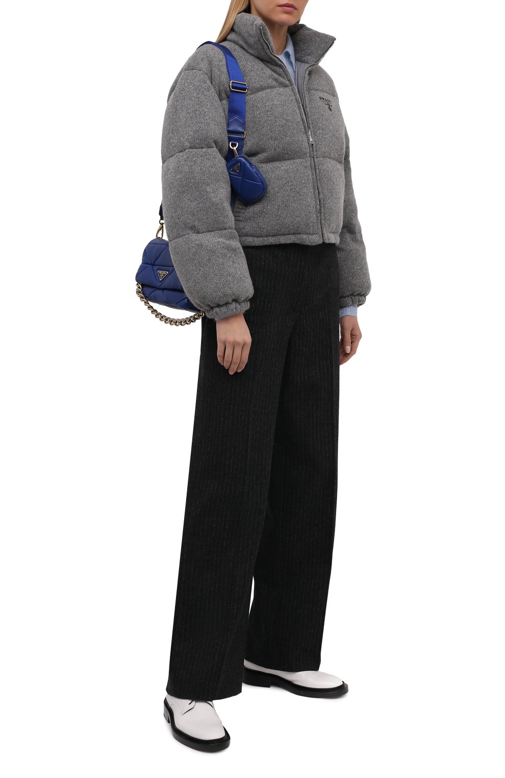 Пуховик из шерсти и кашемира PRADA серого цвета по цене 285000 руб., арт. P25I07-1Y02-F0031-211, фото 2 Пуховик из шерсти и кашемира PRADA, арт. P25I07-1Y02-F0031-211, фото 2