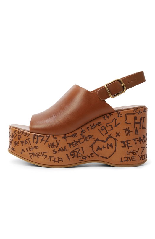 Кожаные босоножки Maxime Chloé CHC25U10GLU Коричневый  CHC25U10GLU Фото 4