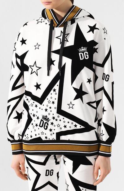 Хлопковое худи DOLCE & GABBANA черно-белого цвета по цене 117000 руб., арт. F9G69T/G7UAL, фото 3 Хлопковое худи DOLCE & GABBANA, арт. F9G69T/G7UAL, фото 3
