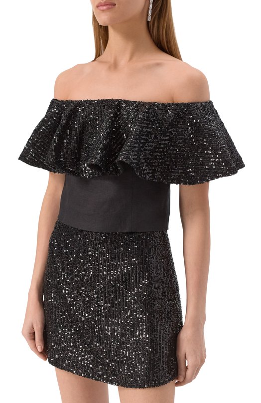 Топ с отделкой пайетками In the mood for love SS2501500006 Чёрный  SS2501500006 Фото 3