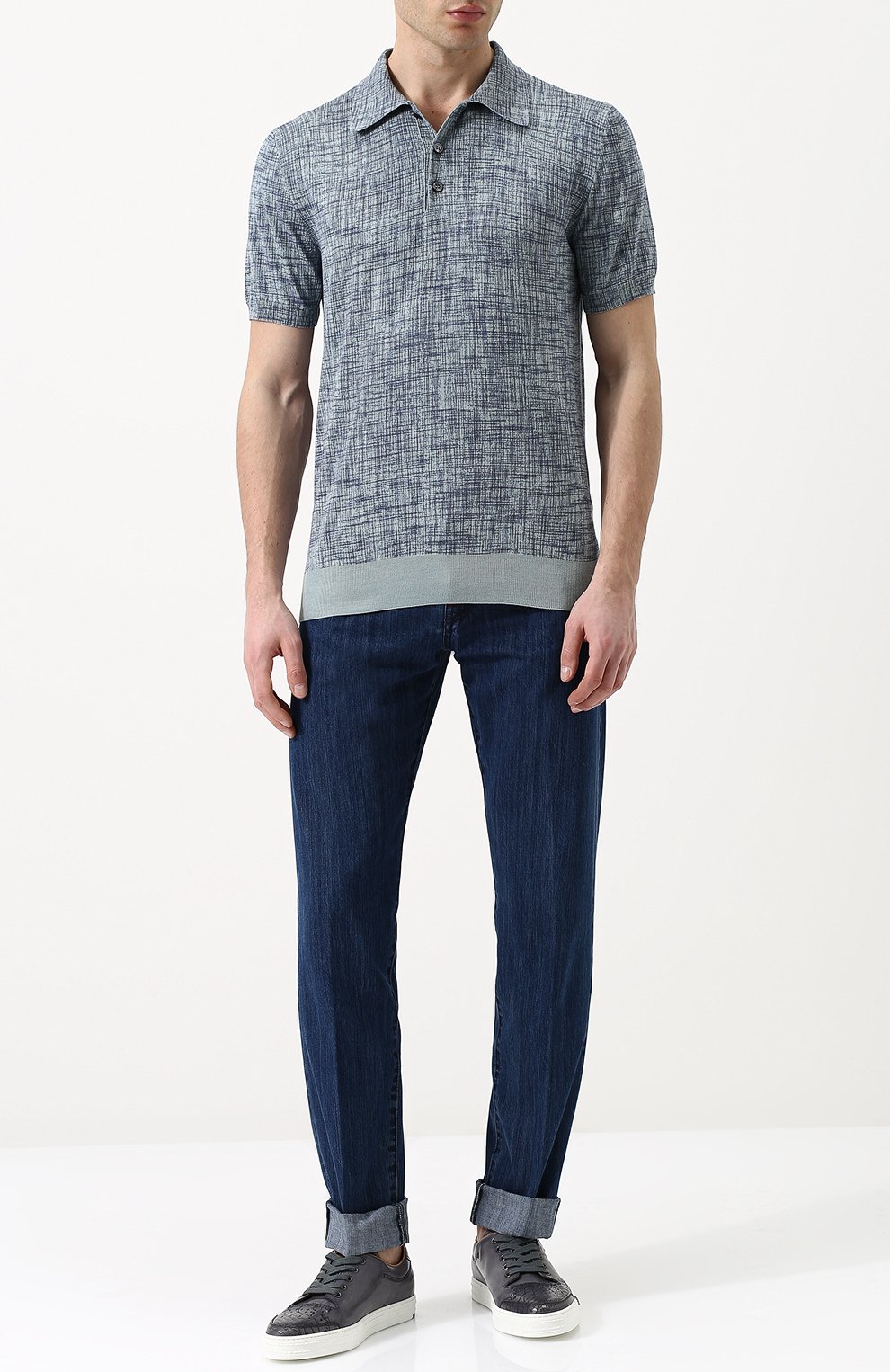 Поло с короткими рукавами из смеси шелка и хлопка BRIONI, арт. UMR40L/P7K22, фото 2