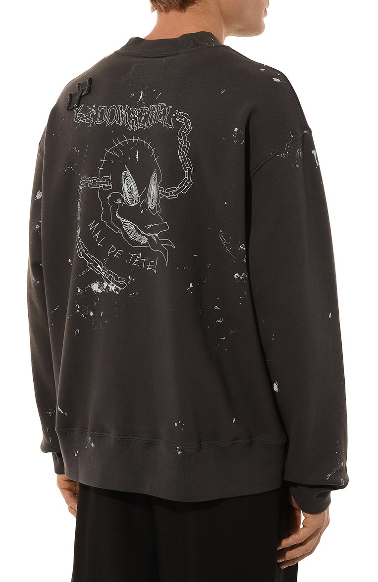 Мужской хлопковый свитшот DOMREBEL серого цвета, арт. M MAL SWEATSHIRT/SWEATSHIRT | Фото 4 (Длина (для топов): Стандартные; Рукава: Длинные; Материал внешний: Хлопок; Стили: Гранж; Принт: С принтом; Мужское Кросс-КТ: свитшот-одежда; Автоматизация ТО: Проставлено; Автоматизация состава: Проставлено; Детали: Декор)