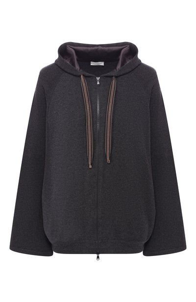 Кашемировый кардиган с капюшоном BRUNELLO CUCINELLI темно-серого цвета по цене 399500 руб., арт. M12146706, фото 1 Кашемировый кардиган с капюшоном BRUNELLO CUCINELLI, арт. M12146706, фото 1