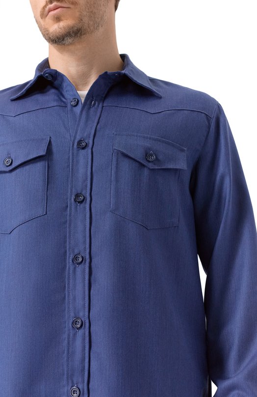 Кашемировая рубашка MVST M25.1PM.B002/2453/54/1 Синий  M25.1PM.B002/2453/54/1 Фото 5