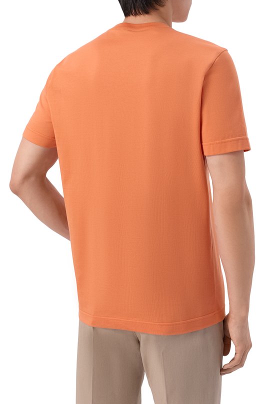 Хлопковая футболка Kiton UMM0746 Оранжевый  UMM0746 Фото 4