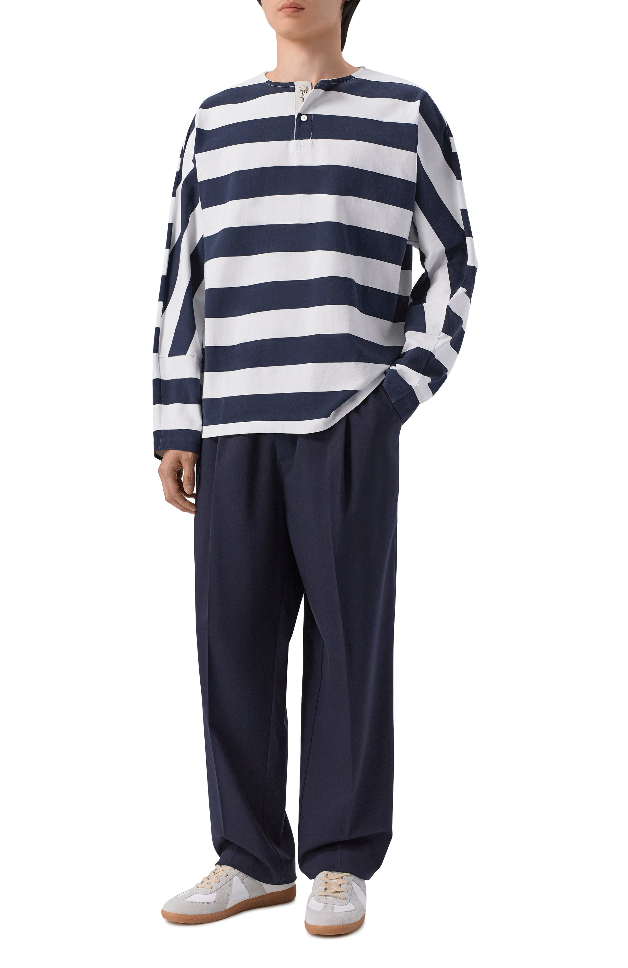 Хлопковый лонгслив JACQUEMUS синего цвета по цене 42450 руб., арт. 26ETSM00594/AJ00045, фото 2 Хлопковый лонгслив JACQUEMUS, арт. 26ETSM00594/AJ00045, фото 2