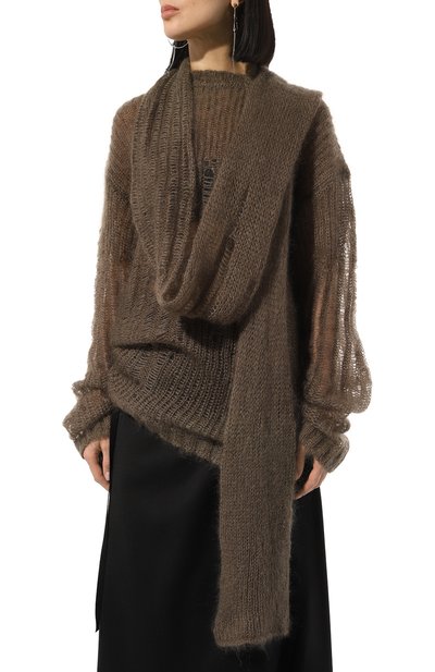 Шарф из шерсти и шелка ANN DEMEULEMEESTER, арт. 2402-U-SC08-KN044-099, фото 3