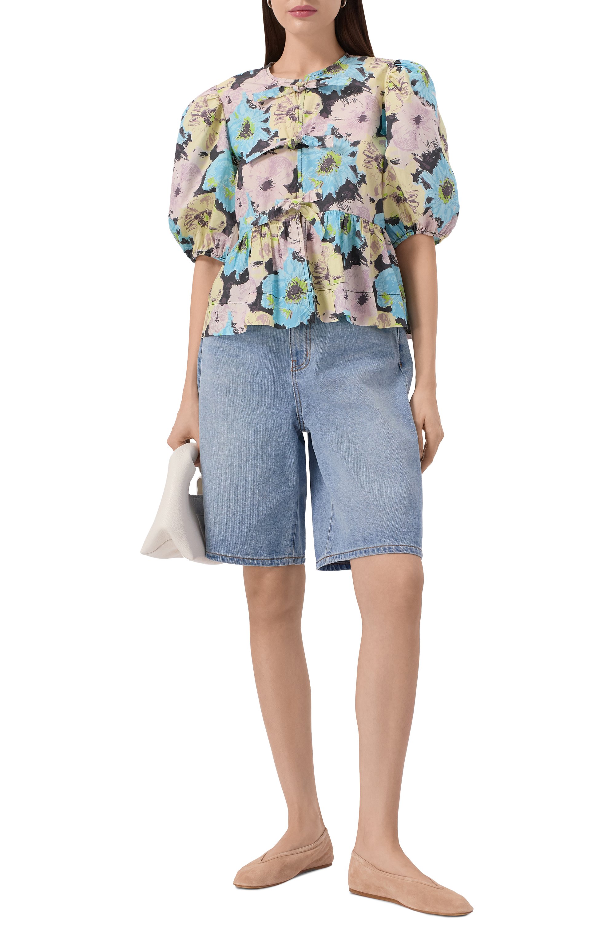 Хлопковая блузка GANNI, арт. W0317/999, фото 2