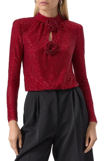 Топ с отделкой стразами SELF-PORTRAIT, арт. RS25923TR, фото 3