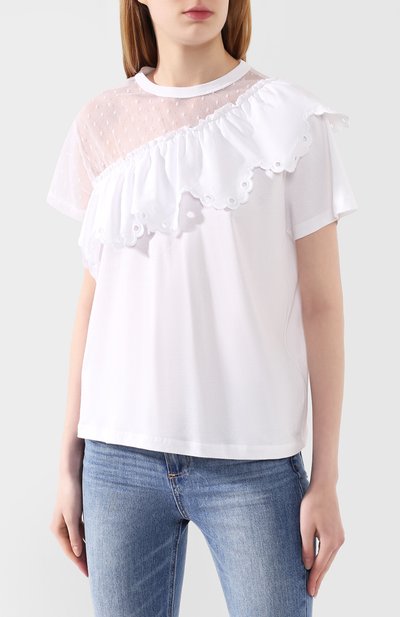 Хлопковая футболка REDVALENTINO белого цвета по цене 30850 руб., арт. TR0MG05T/550, фото 3 Хлопковая футболка REDVALENTINO, арт. TR0MG05T/550, фото 3