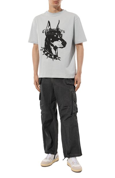 Хлопковая футболка COMME DES FUCKDOWN светло-серого цвета по цене 8575 руб., арт. CFABM00106, фото 2 Хлопковая футболка COMME DES FUCKDOWN, арт. CFABM00106, фото 2