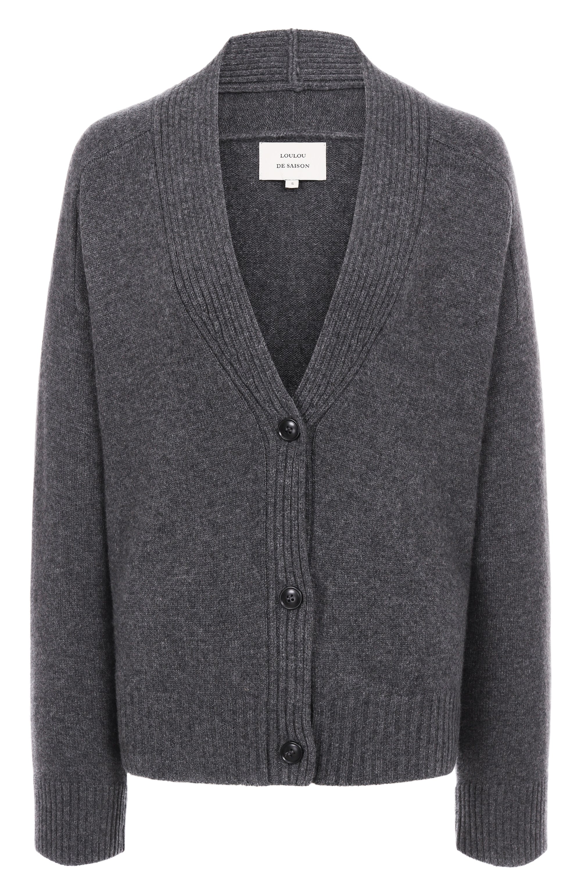 Кашемировый кардиган LOULOU DE SAISON серого цвета по цене 69900 руб., арт. KAIA LDS, фото 1 Кашемировый кардиган LOULOU DE SAISON, арт. KAIA LDS, фото 1