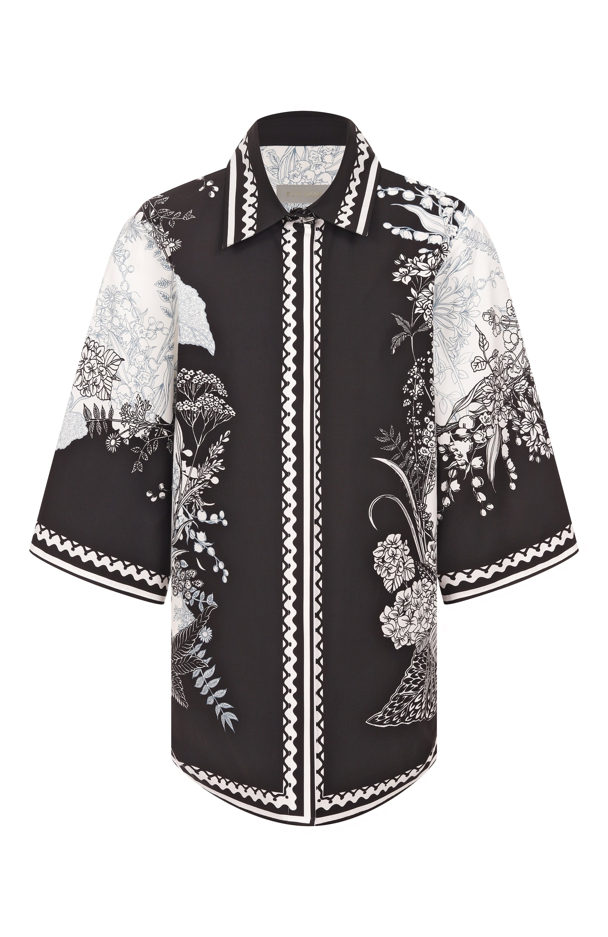 Хлопковая рубашка ELIE SAAB черно-белого цвета по цене 129500 руб., арт. SH077, фото 1 Хлопковая рубашка ELIE SAAB, арт. SH077, фото 1