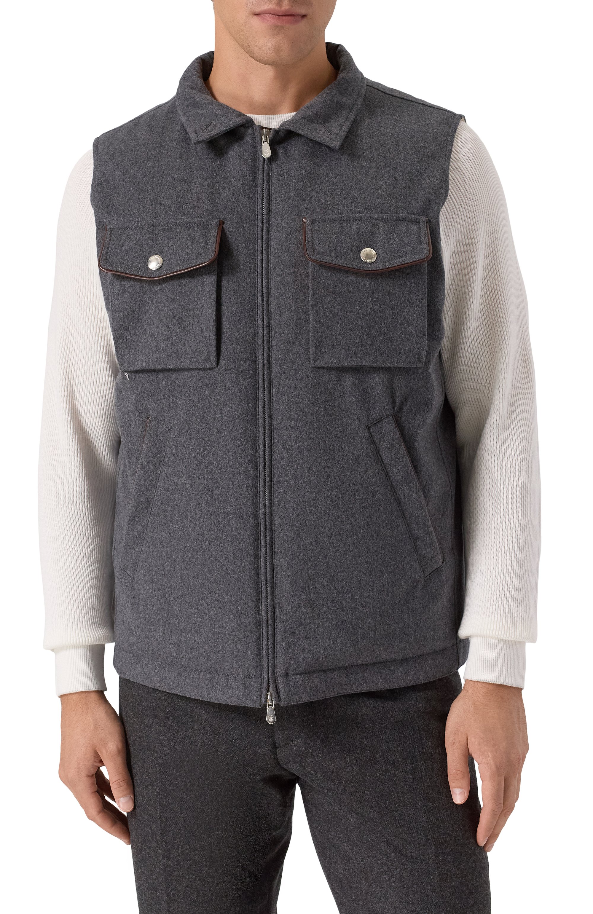 Пуховый жилет с отделкой из овчины BRUNELLO CUCINELLI, арт. MM4701646, фото 7