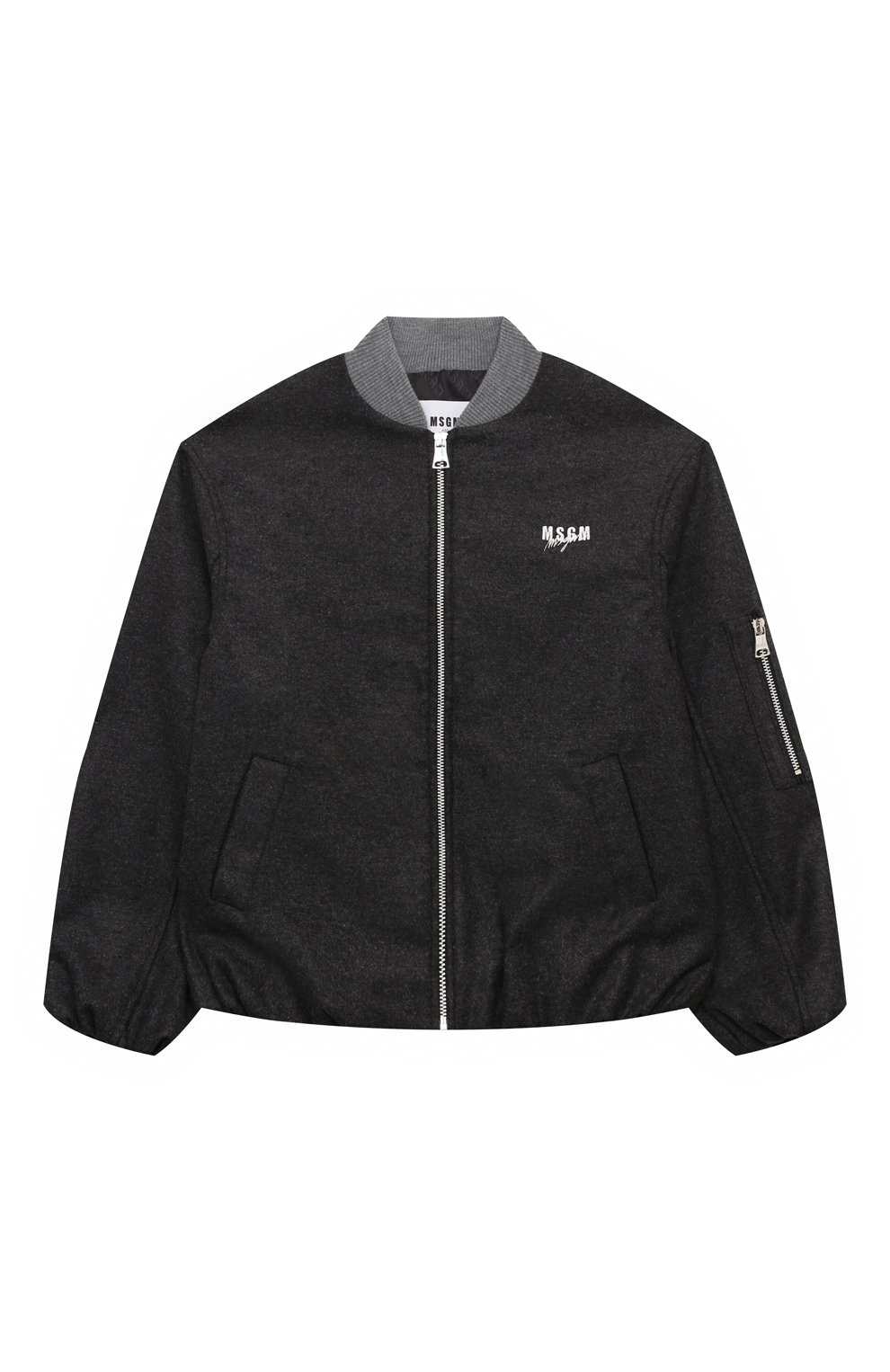Бомбер MSGM KIDS темно-серого цвета по цене 32500 руб., арт. F4MSJGB0209, фото 1 Бомбер MSGM KIDS, арт. F4MSJGB0209, фото 1