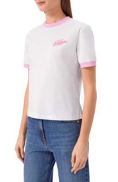 Хлопковая футболка MSGM белого цвета по цене 19250 руб., арт. 4041MDM112D/267002, фото 3 Хлопковая футболка MSGM, арт. 4041MDM112D/267002, фото 3